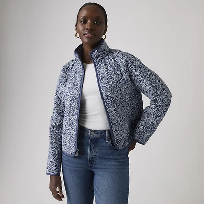 Stand Collar Diamond Quilted Jacket