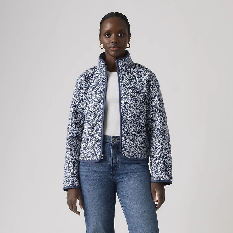 Stand Collar Diamond Quilted Jacket