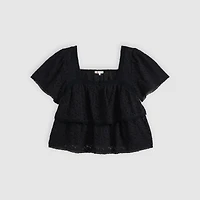 Dom Short-Sleeve Lace Blouse