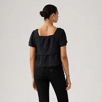 Dom Short-Sleeve Lace Blouse