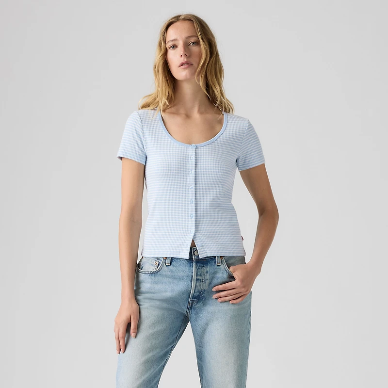 Austen Button-Up Short-Sleeve Top