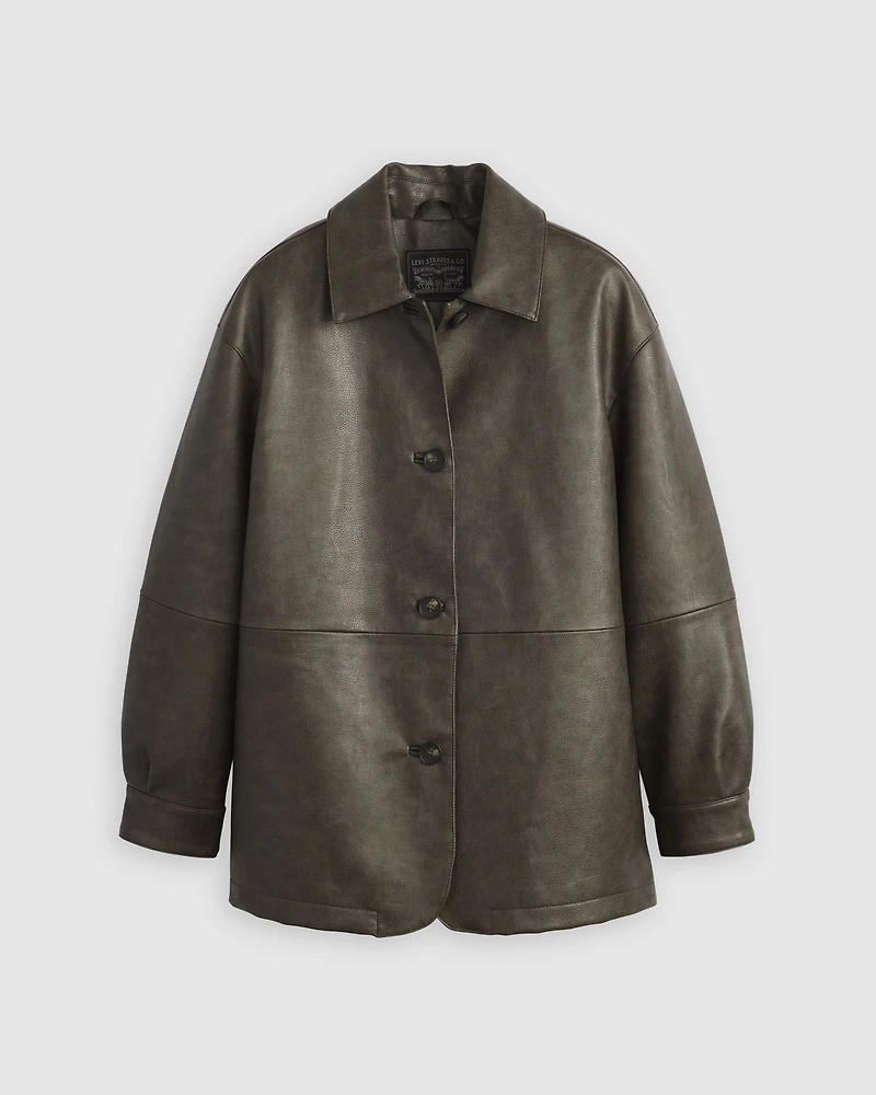 Faux Leather Vintage Blazer