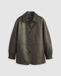 Faux Leather Vintage Blazer