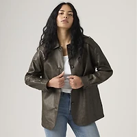Faux Leather Vintage Blazer