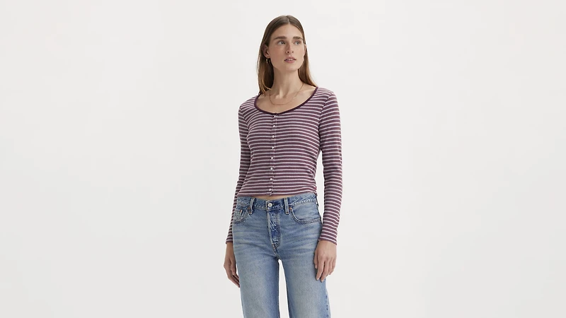 Long Sleeve Britt Snap Front Top