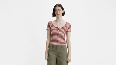 Short Sleeve Britt Snap Front Top