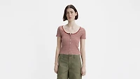 Short Sleeve Britt Snap Front Top