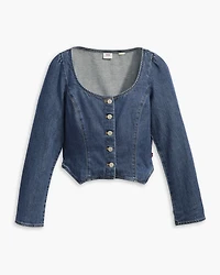 Weston Denim Long Sleeve Corset Blouse