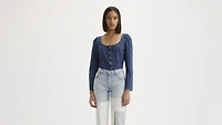 Weston Denim Long Sleeve Corset Blouse