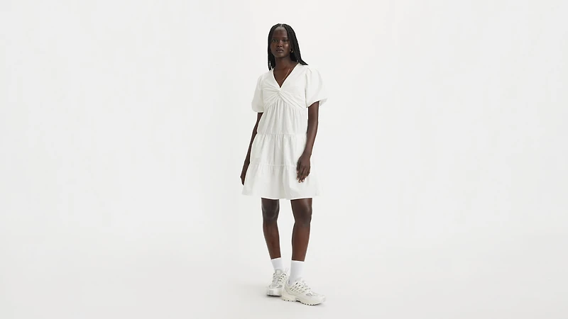 Volume Sleeve Tiered Dress