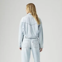 Shrunken '90s Linen+ Denim Lightweight Trucker Jacket