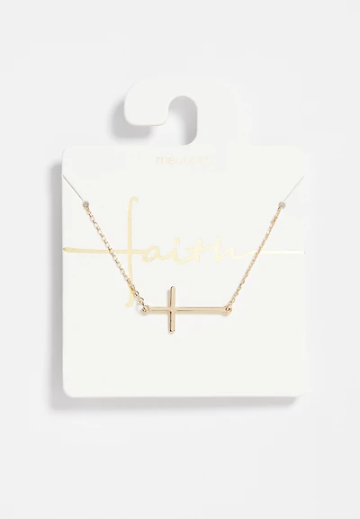 Dainty Side Cross Necklace