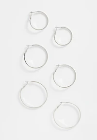 3 Pack Silver Hoop Earring Set