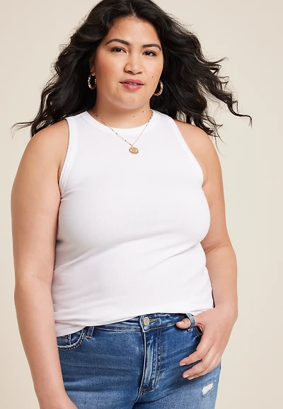 Plus 24/7 Highline Solid Fitted Ribbed Tank Top