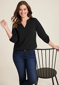 Atwood 3/4 Sleeve Popover Blouse
