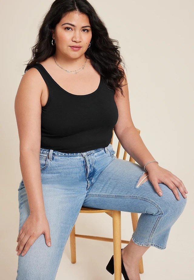 Plus Scoop Neck Tunic Tank Top