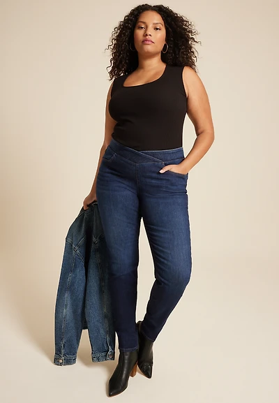 Plus m jeans by maurices™ Cool Comfort Crossover High Rise Pull On Super Skinny Jean