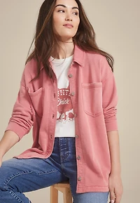 Washed Knit Denim Shacket