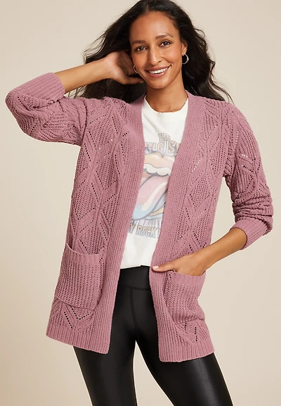 Diamond Stitch Pocket Cardigan