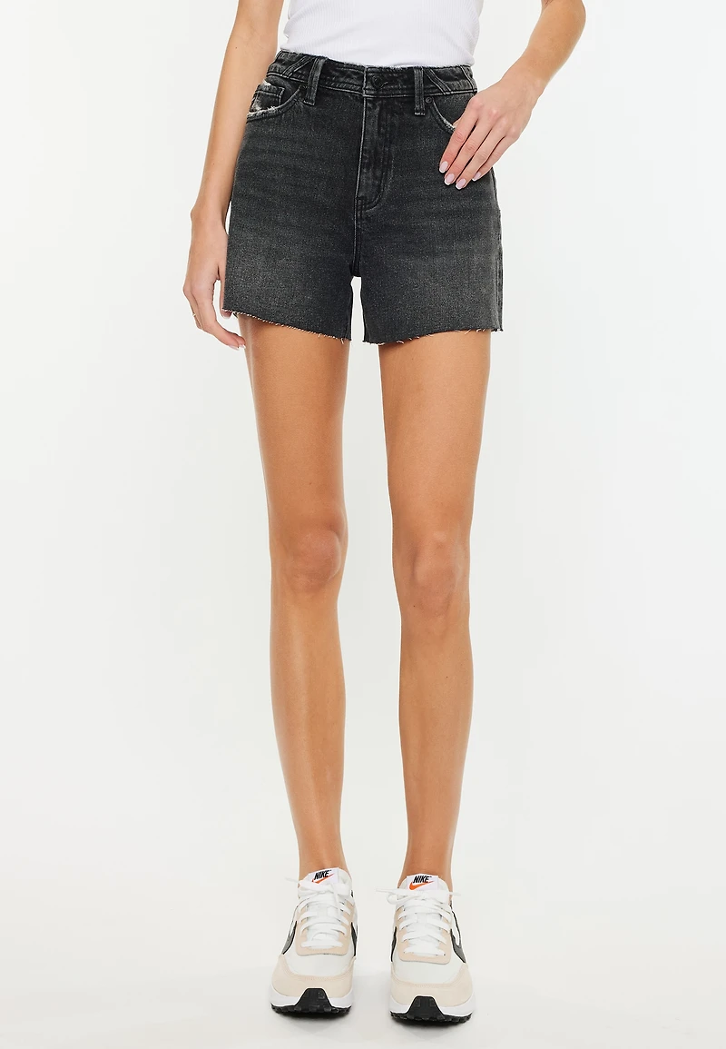 KanCan™ Black Super High Rise Frayed Hem 4.5in Boyfriend Short