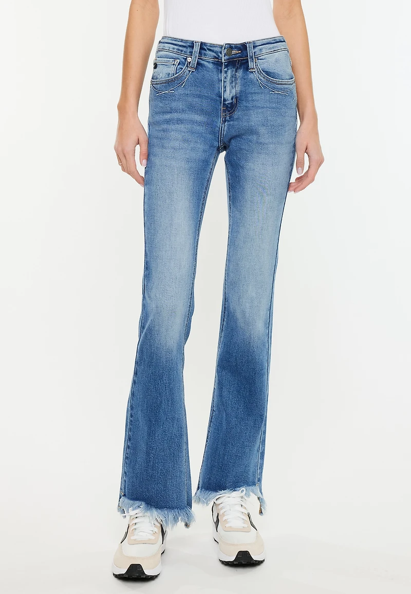 KanCan™ Mid Rise Frayed Hem Bootcut Jean