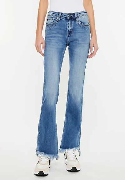 KanCan™ Mid Rise Frayed Hem Bootcut Jean