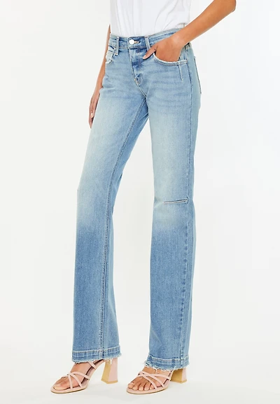 KanCan™ Mid Rise Fray Hem Straight Jean