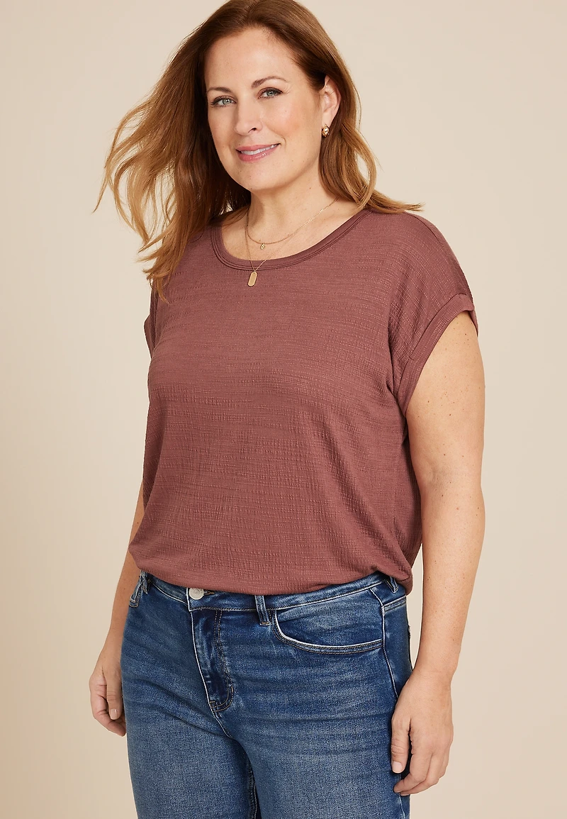 Plus 24/7 Clara Textured Short Sleeve Tee