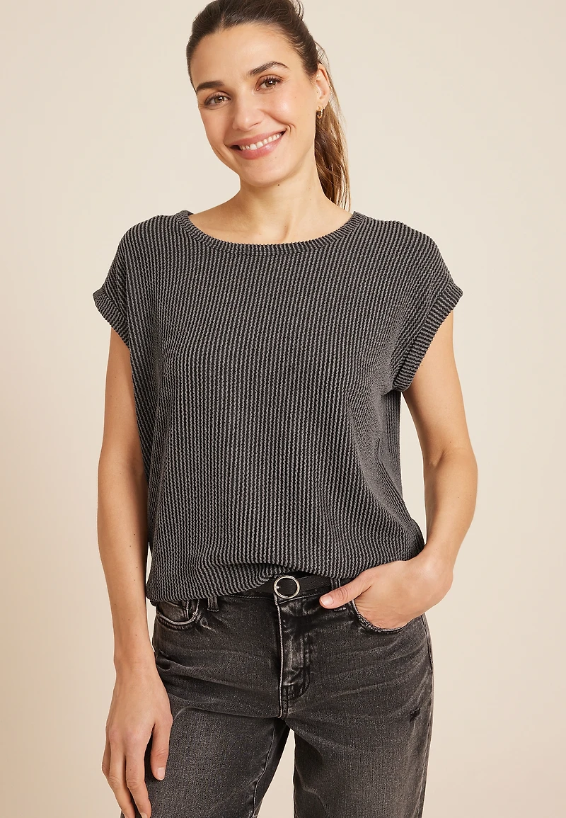 24/7 Clara Wavy Ribbed Short Sleeve Tee