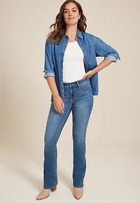 Crosshatch Mid Rise Thick Stitch Bootcut Jean