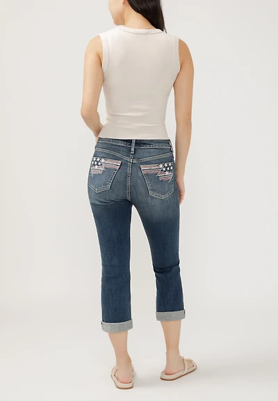 Silver Jeans Co.® Suki Curvy Mid Rise Americana Cuffed Hem Capri