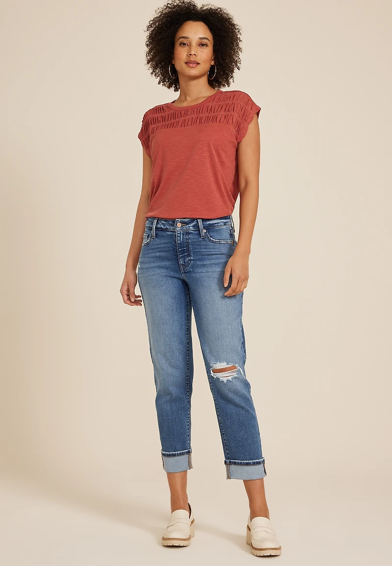 m jeans by maurices™ High Rise Boyfriend Straight Cropped Jean