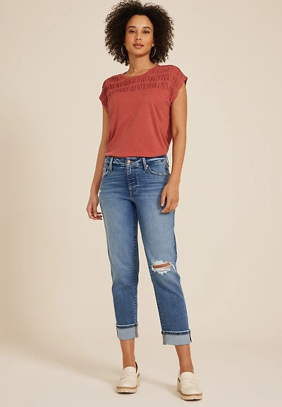 m jeans by maurices™ High Rise Boyfriend Straight Cropped Jean