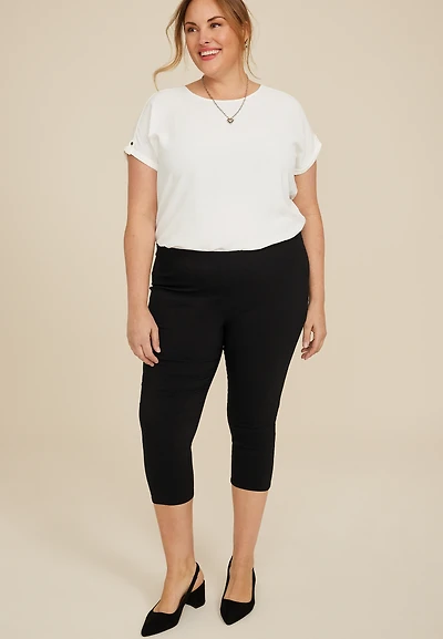 Plus Bengaline Mid Rise Skinny Capri Pant
