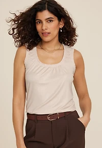 Effortless Ruched Shimmer Tank Top