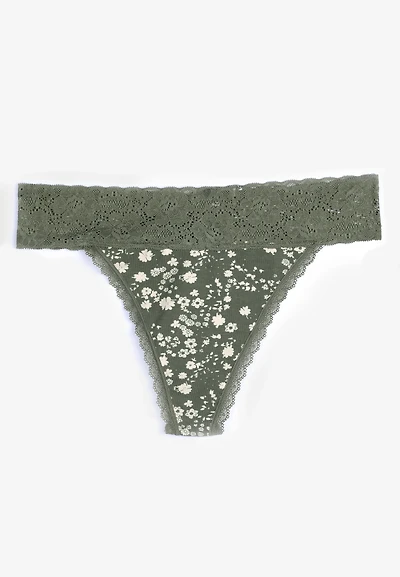 Simply Comfy Cotton Floral Thong Panty