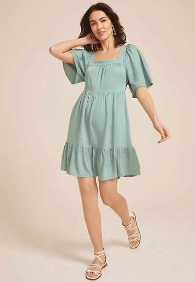 Flutter Sleeve Babydoll Dress
