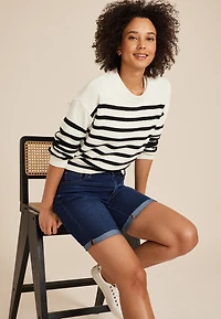 Everflex™ High Rise Rolled Hem 8in Bermuda Shorts