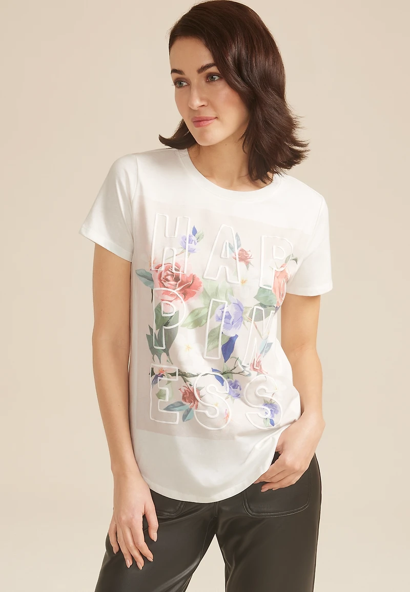 Floral Happiness Classic Fit Graphic Tee