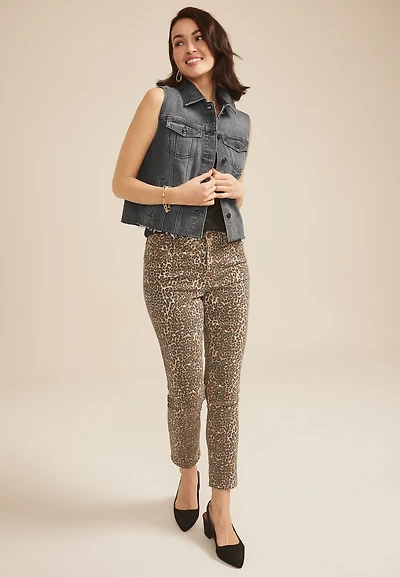 Black Raw Hem Denim Vest