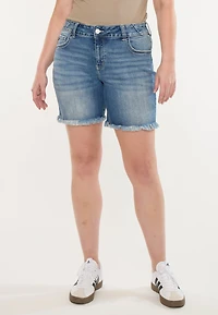 Plus KanCan™ Mid Rise Fray Hem 8in Bermuda Short