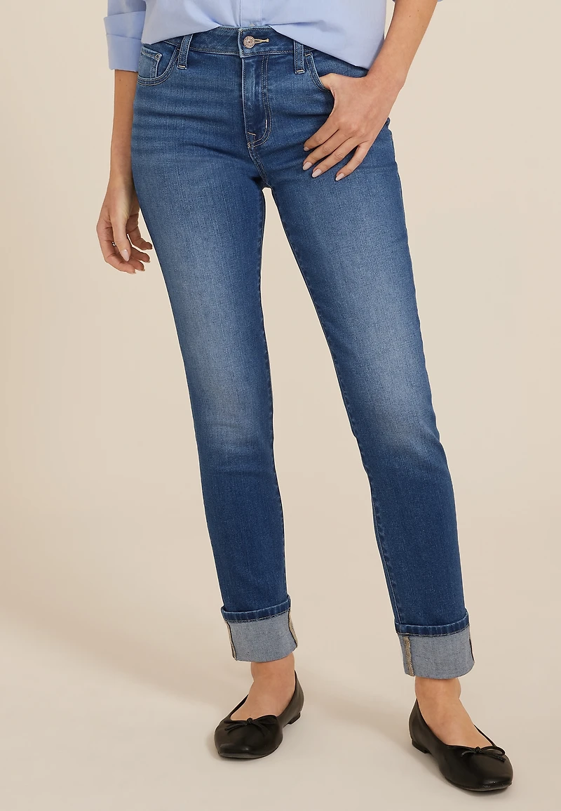 m jeans by maurices™ Dark High Rise Cuff Hem Slim Straight Ankle Jean