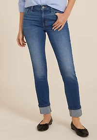 m jeans by maurices™ Dark High Rise Cuff Hem Slim Straight Ankle Jean