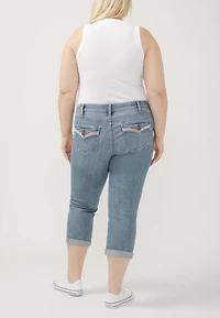 Plus Silver Jeans Co.® Elyse Mid Rise Luxe Stretch Americana Cuffed Capri