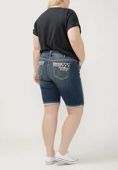 Plus Silver Jeans Co.® Suki Curvy Mid Rise Americana 10in Bermuda Short