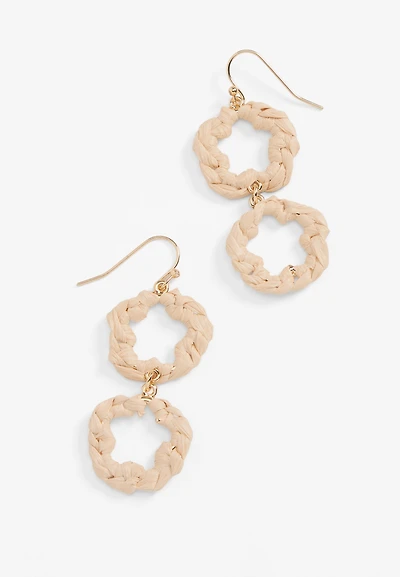 Raffia Wrapped Floral Drop Earrings