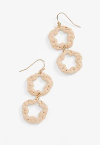 Raffia Wrapped Floral Drop Earrings