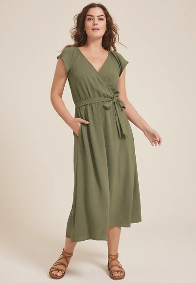 Cool Crepe Wrap Midi Dress