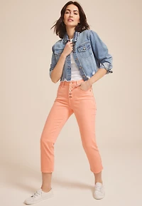 m jeans by maurices™ High Rise Button Fly Straight Cropped Jean