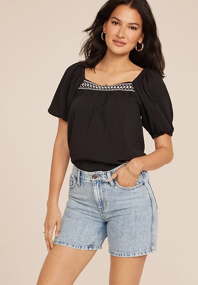 m jeans by maurices™ High Rise Elastic Waist 6in Short